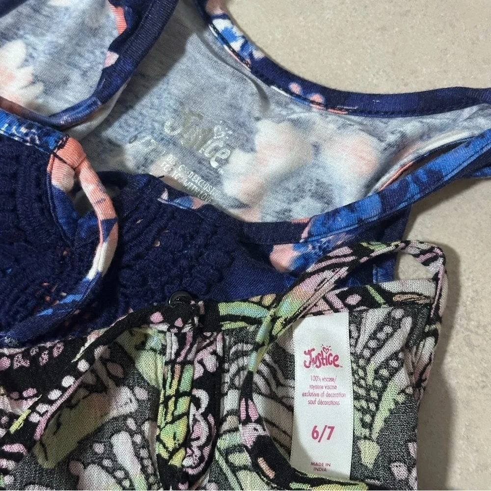 Justice Girls Kids‎ Sleeveless Floral Print Blouses size 6/7.